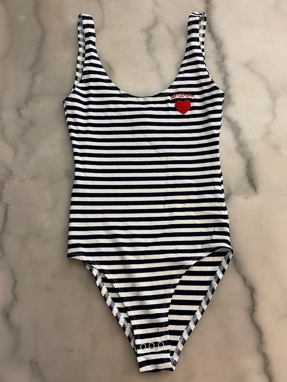Topshop Sailor Amour Striped Bodysuit with Snaps